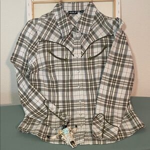 Allen B. Plaid Button-Up Shirt in Olive, Cream and Blue
